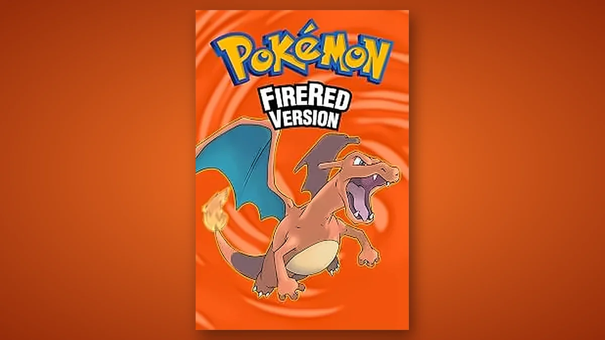 Pokémon FireRed Version Game Boy Advance box art featuring Charizard on an orange background